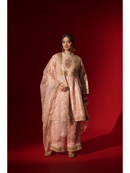 Naseebo - Pink Sequin Brocade Kurta with Pant & Dupatta