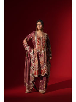 Naseebo - Ruby Darbar Embroidery Brocade Kurta with Palazzo & Dupatta