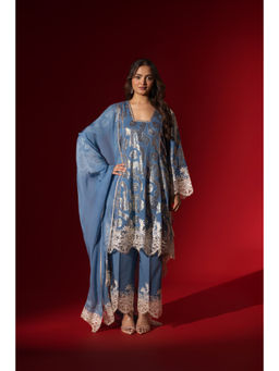 Naseebo - Blue Grace Shimmer Kurta with Pant & Dupatta