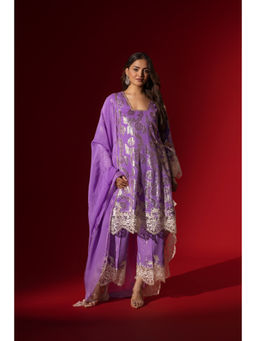 Naseebo - Ruhaani Purple Shimmer Kurta with Pant & Dupatta