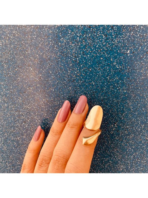 ISHKAARA Gold Plated Bold Nail Shape Adjustable Alloy Gold Nail Single Ring for Women