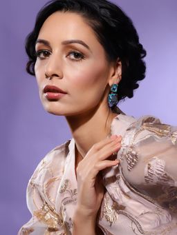 Ritu Singh - Blue Gold Plated Contemporary Drop Earrings