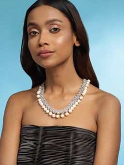 Ritu Singh - Silver Toned and White Sterling Silver Rhodium Plated Handcrafted Necklace