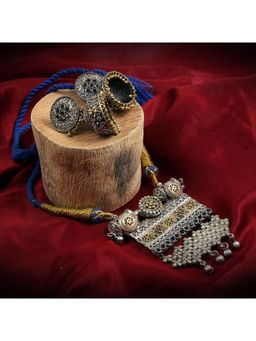 VIRAASI - Thread Dual Tone Oxidized Jewellery Set