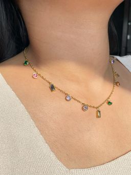 ISHKAARA - Multi Color Crystal Gold Necklace