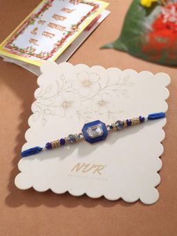 Gahan - Blue Artificial Stones Handmade Thread Rakhi