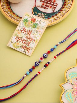 Gahan - Multi-Color Evil Eye Artificial Beads Thread Rakhis (Pack of 2)