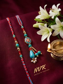 Gahan - Multi-Color Artificial Beads Bhaiya Bhabhi Thread Rakhi