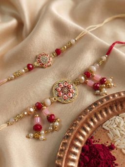 Gahan - Round Shape Artificial Stones & Beads Bhaiya Bhabhi Rakhi
