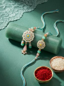 Gahan - Round Artificial Beads Traditional Bhaiya Bhabhi Rakhi