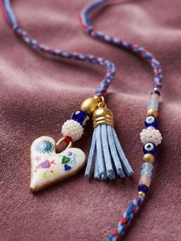 Gahan - Chandan Evil Eye Beaded Heart Shape Bhaiya Bhabhi Rakhi