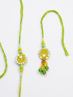 Gahan - Chandan Artificial Beads Mirror Work Bhaiya Bhabhi Rakhi