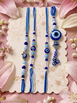 Gahan - Designer Blue Evil Eye Thread Rakhis (Pack of 4)