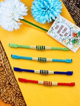 Gahan - Multi-Color Artificial Beads Thread Rakhis (Pack of 4)