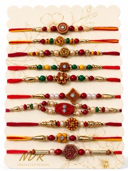 Gahan - Artificial Stones & Beads Thread Rakhis (Pack of 10)