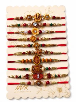 Gahan - Artificial Stones & Beads Thread Rakhis (Pack of 10)
