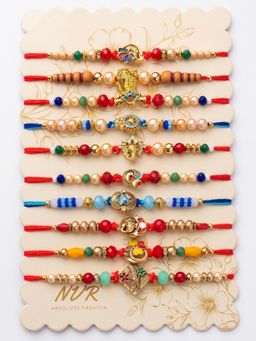 Gahan - Artificial Stones & Beads Thread Rakhis (Pack of 10)