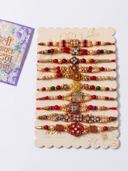 Gahan - Multi-Color Designer Thread Rakhis (Pack of 10)