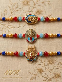 Gahan - Chandan Multi-Color Artificial Stones Religious Thread Rakhis (Pack of 3)