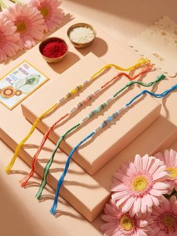 Gahan - Multi-Color Artificial Beads Thread Rakhis (Pack of 4)