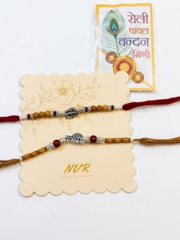 Gahan - Silver Toned Religious Rakhi Thread Rakhis (Pack of 2)