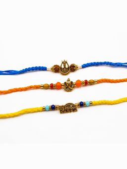 Gahan - Rudraksh Religious Rakhi Thread Rakhis (Pack of 3)