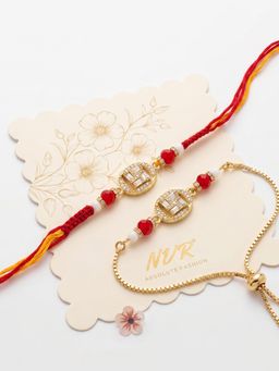 Gahan - Artificial Stones & Beads Swastik Bhaiya Bhabhi Rakhi