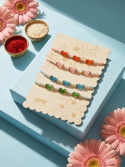 Gahan - White Pearls & Multi-Color Thread Rakhis (Pack of 4)