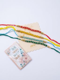 Gahan - Multi-Color Artificial Beads Thread Rakhis (Pack of 4)