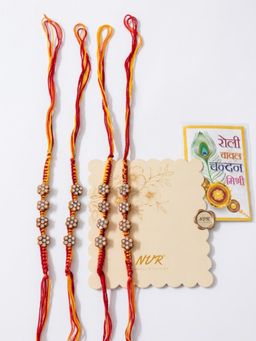 Gahan - Artificial Stones Floral Design Thread Rakhis (Pack of 4)