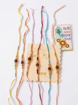 Gahan - Rudraksh & Artificial Beads Thread Rakhis (Pack of 6)