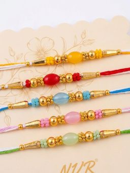 Gahan - Multi Artificial Beads Thread Rakhis (Pack of 6)