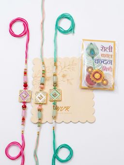 Gahan - Multi-Color AD Thread Rakhis (Pack of 3)