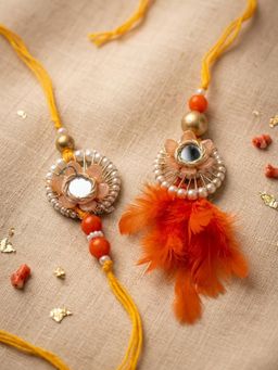 Gahan - Yellow Artificial Beads & White Pearls Bhaiya Bhabhi Rakhi