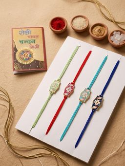 Gahan - Multi-Color Heart Shape Thread Rakhis (Pack of 4)