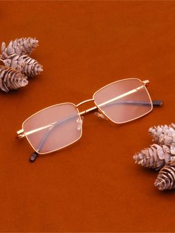 TED SMITH - Unisex Gold Full Rim Rectangle Frame (52)