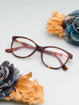 TED SMITH - Women Brown Full Rim Cat Eye Frame (51)