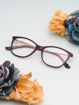TED SMITH - Women Brown Full Rim Cat Eye Frame (51)