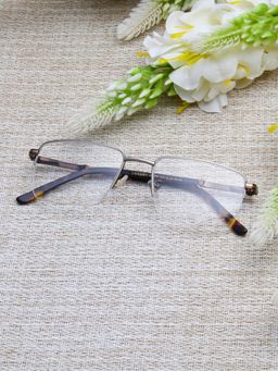 TED SMITH - Unisex Silver Half Rim Rectangle Frame (52)