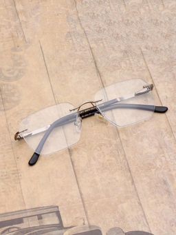 TED SMITH - Unisex Silver Rimless Square Frame (54)