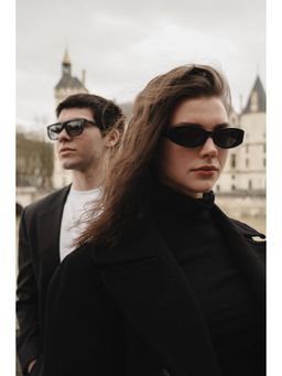 Maison Eclat - Women UV Protected Oval Black Lens Sunglasses (53)