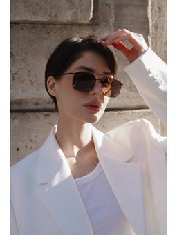 Maison Eclat - Unisex UV Protected Aviator Brown Lens Sunglasses (56)