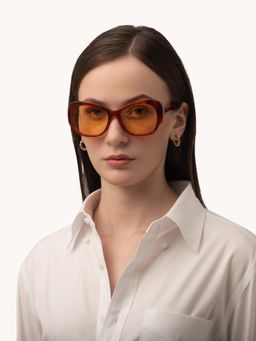 Maison Eclat - Women UV Protected Cat Eye Brown Lens Sunglasses (55)