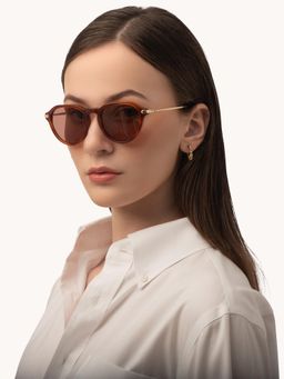 Maison Eclat - Unisex UV Protected Round Brown Lens Sunglasses (50)