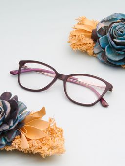 TED SMITH - Women Purple Full Rim Cat Eye Frame (52)