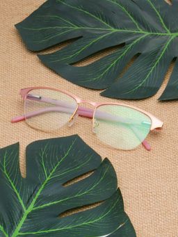 TED SMITH - Women Pink Half Rim Cat Eye Frame (52)