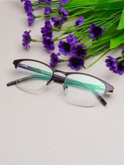 TED SMITH - Women Black Half Rim Rectangle Frame (52)