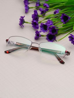 TED SMITH - Women Silver Half Rim Rectangle Frame (53)