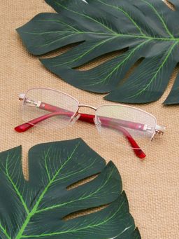 TED SMITH - Women Gold Half Rim Rectangle Frame (53)