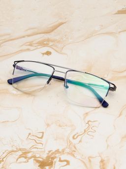 TED SMITH - Unisex Blue Half Rim Rectangle Frame (53)
